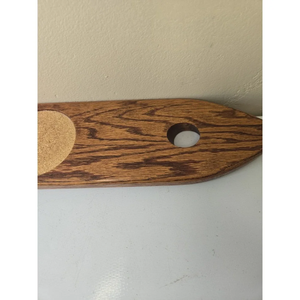 Vintage Wood Balancing Wine Bottle Holder Cork Coaster Mid Century Wet Bar